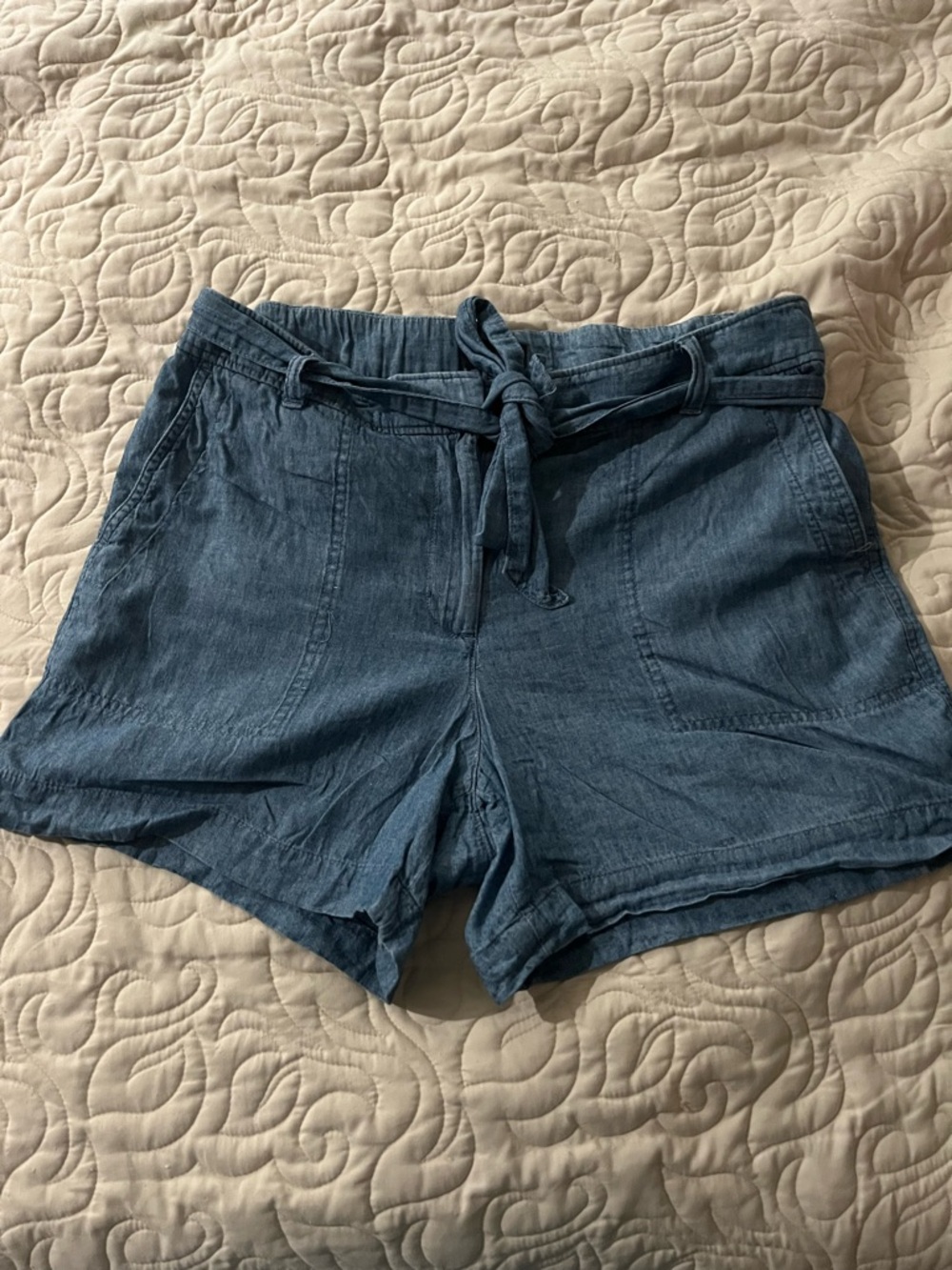 Talbots Linen Cotton Blend Tie-Waist Shorts Size 12P